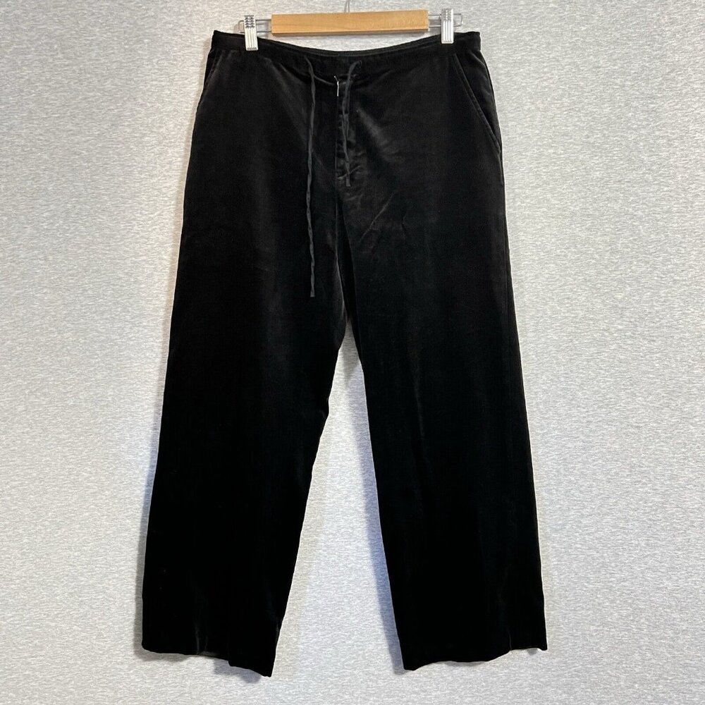 J Crew Velvet Wide Leg Pants Womens 8 Black Christmas Holiday Dress Cotton